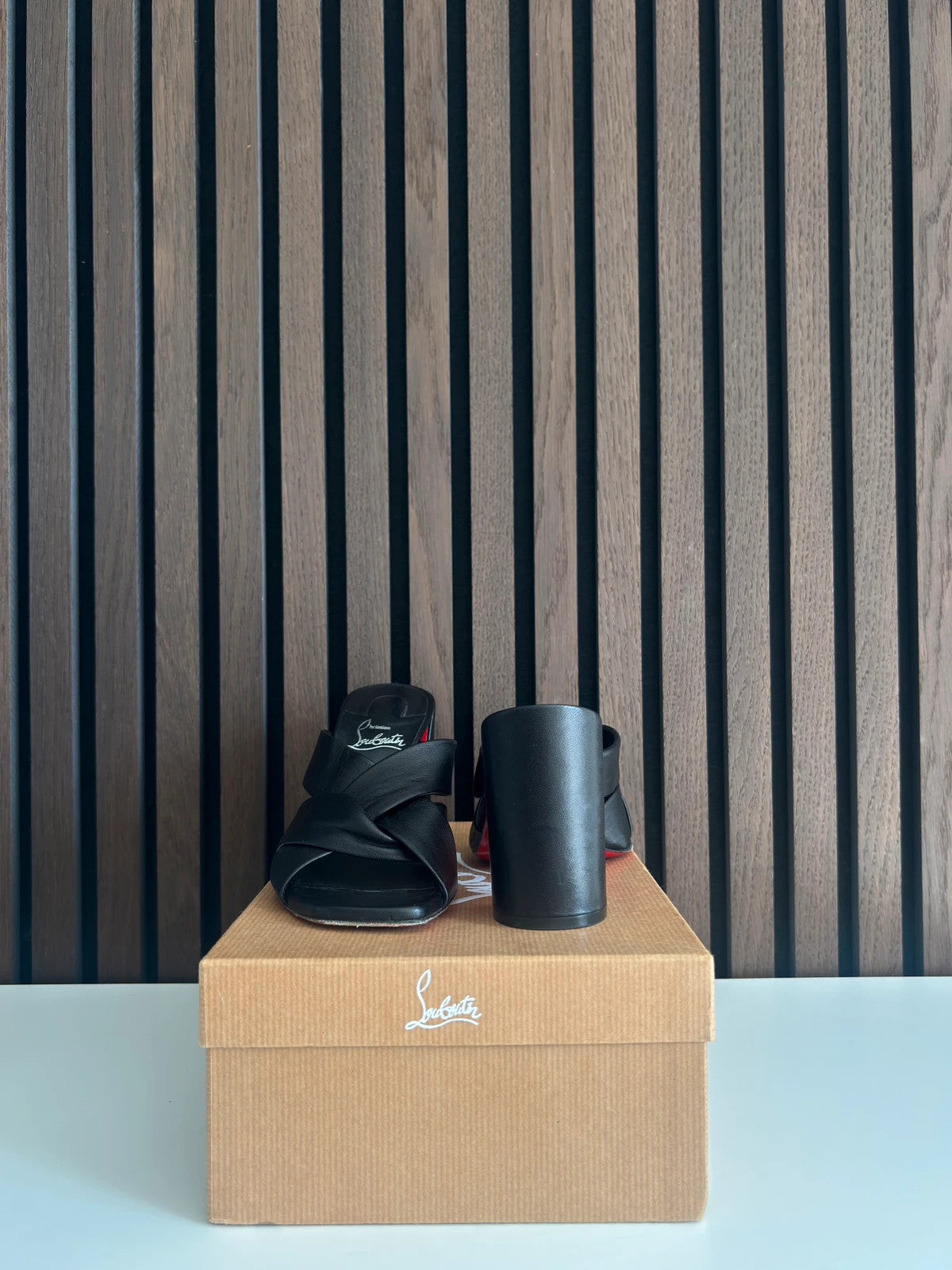 Christian Louboutin Dispo Club Black (image 4) Christian Louboutin Dispo Club Black Leather Heels - red sole detail