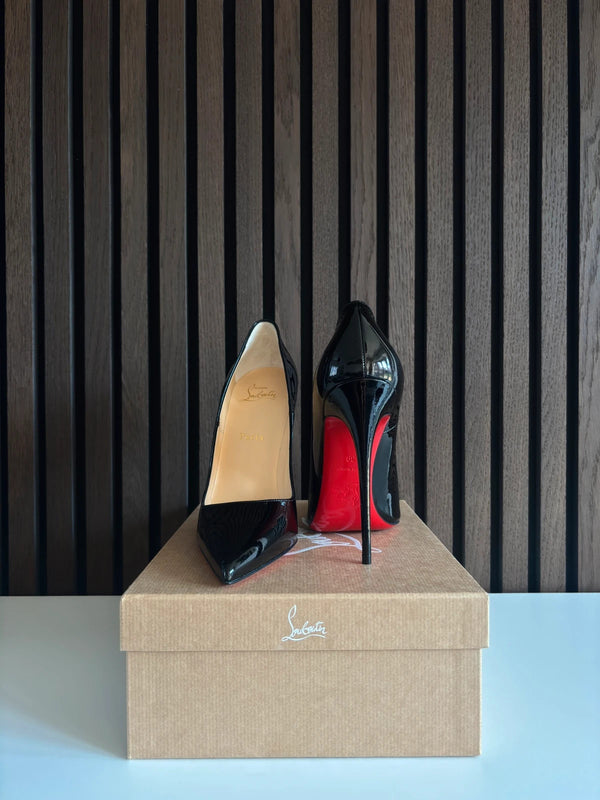Christian Louboutin So Kate 120 Black Patent Leather Heels - Detail