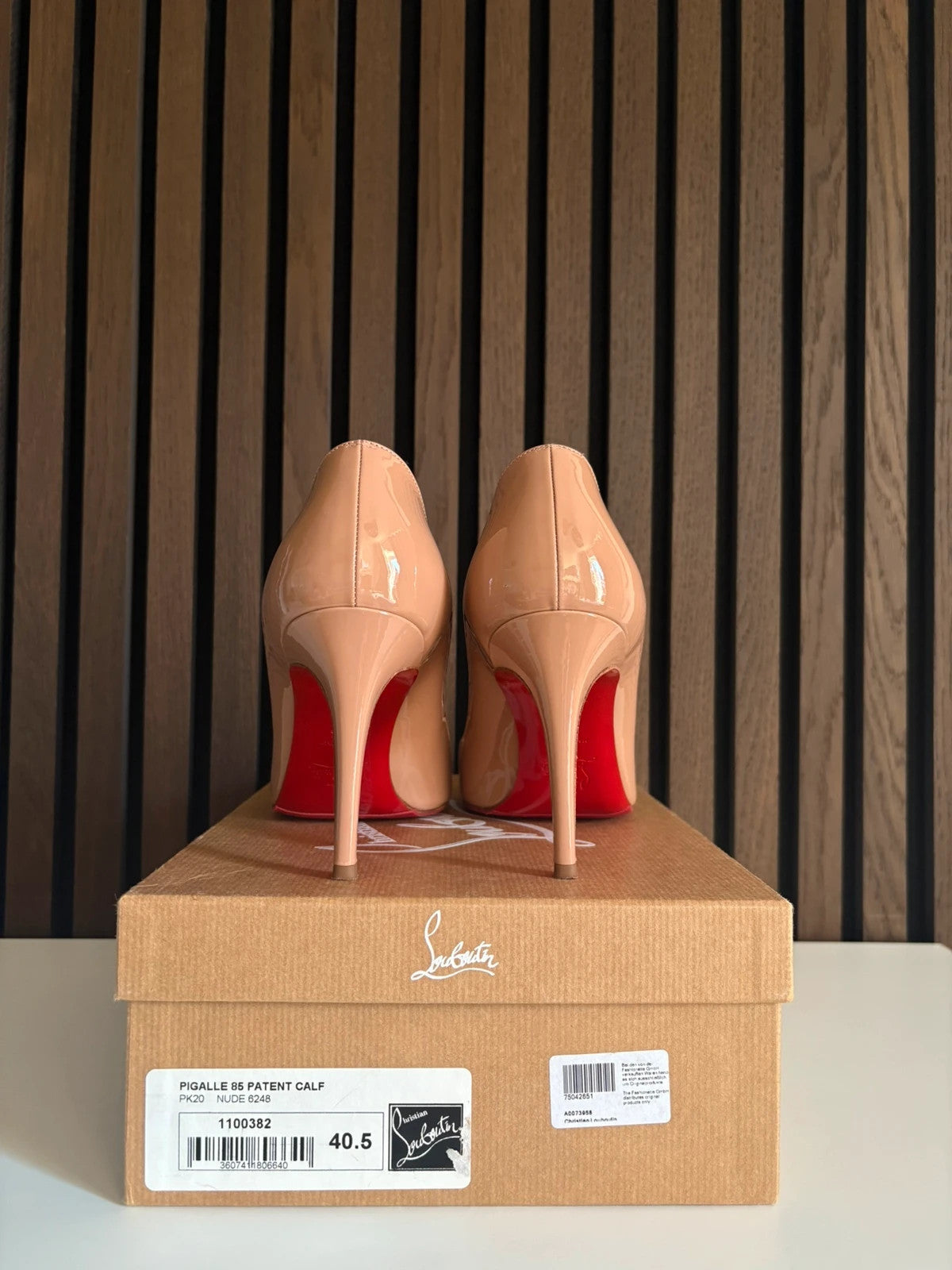 Christian Louboutin Pigalle Nude (image 3) Christian Louboutin Pigalle 100 Nude Patent Leather Heels - detail view