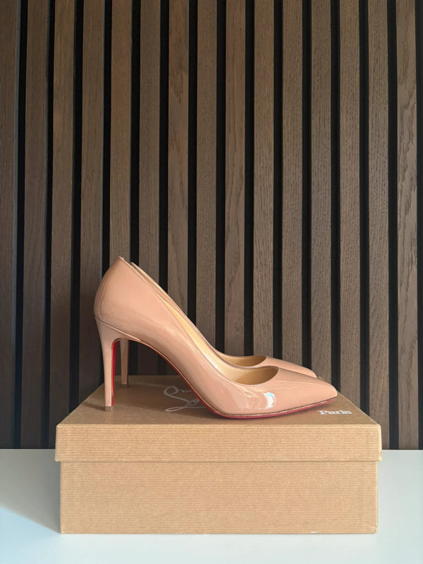 Christian Louboutin Pigalle 100 Nude Patent Leather Heels