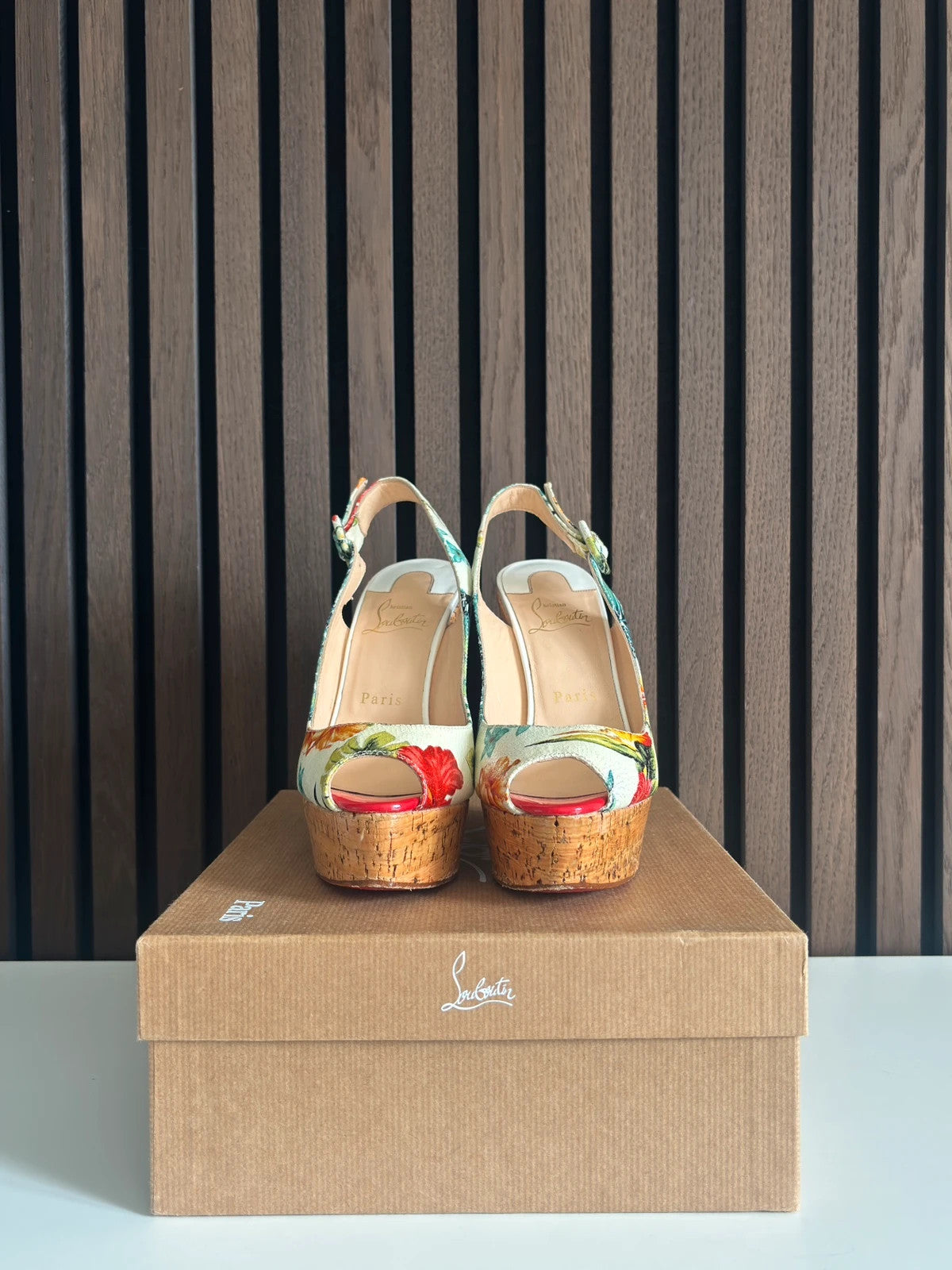 Christian Louboutin Une Plume Sling White (image 4) Christian Louboutin Une Plume Sling 140 White Patent Leather Heels - red sole detail