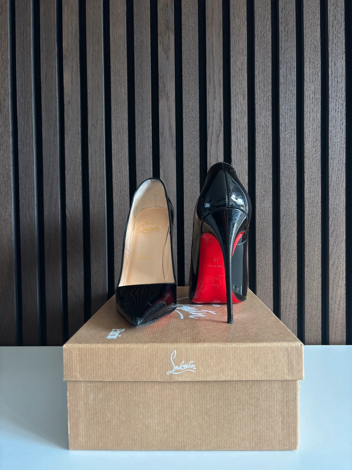 Christian Louboutin So Kate Black (image 3) Christian Louboutin So Kate 120 Black Patent Leather Heels - detail view