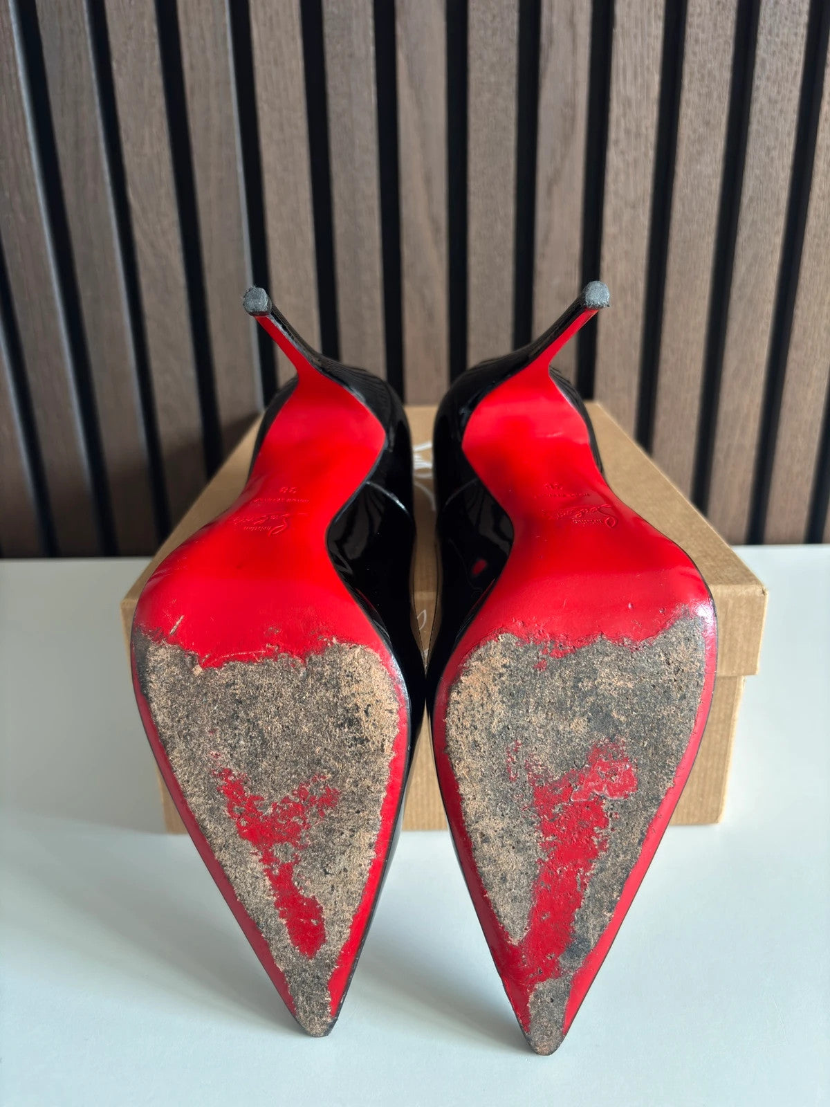 Christian Louboutin So Kate Black (image 5) Christian Louboutin So Kate 120 Black Patent Leather Heels - heel and construction