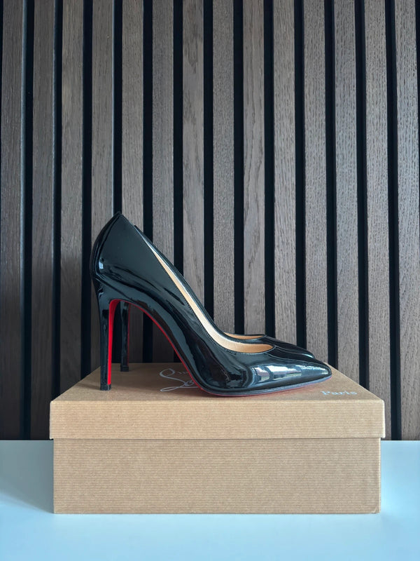 Christian Louboutin Pigalle 100 Black Patent Leather Heels