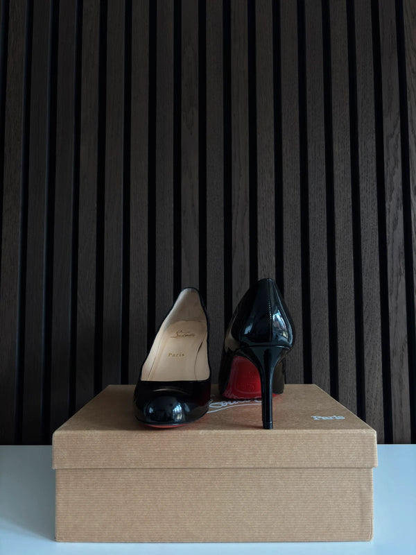 Christian Louboutin Simple Pump 85 Red Patent Leather Heels - Detail