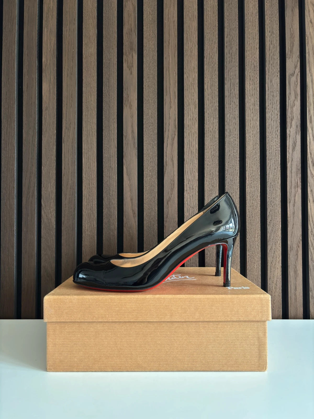 Christian Louboutin Simple Pump Red (image 6) Christian Louboutin Simple Pump 85 Red Patent Leather Heels - additional view 6