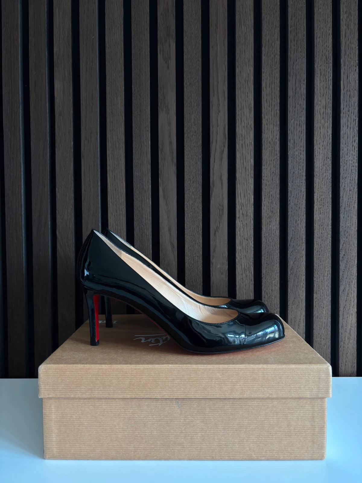 Christian Louboutin Simple Pump Red Christian Louboutin Simple Pump 85 Red Patent Leather Heels - main product view