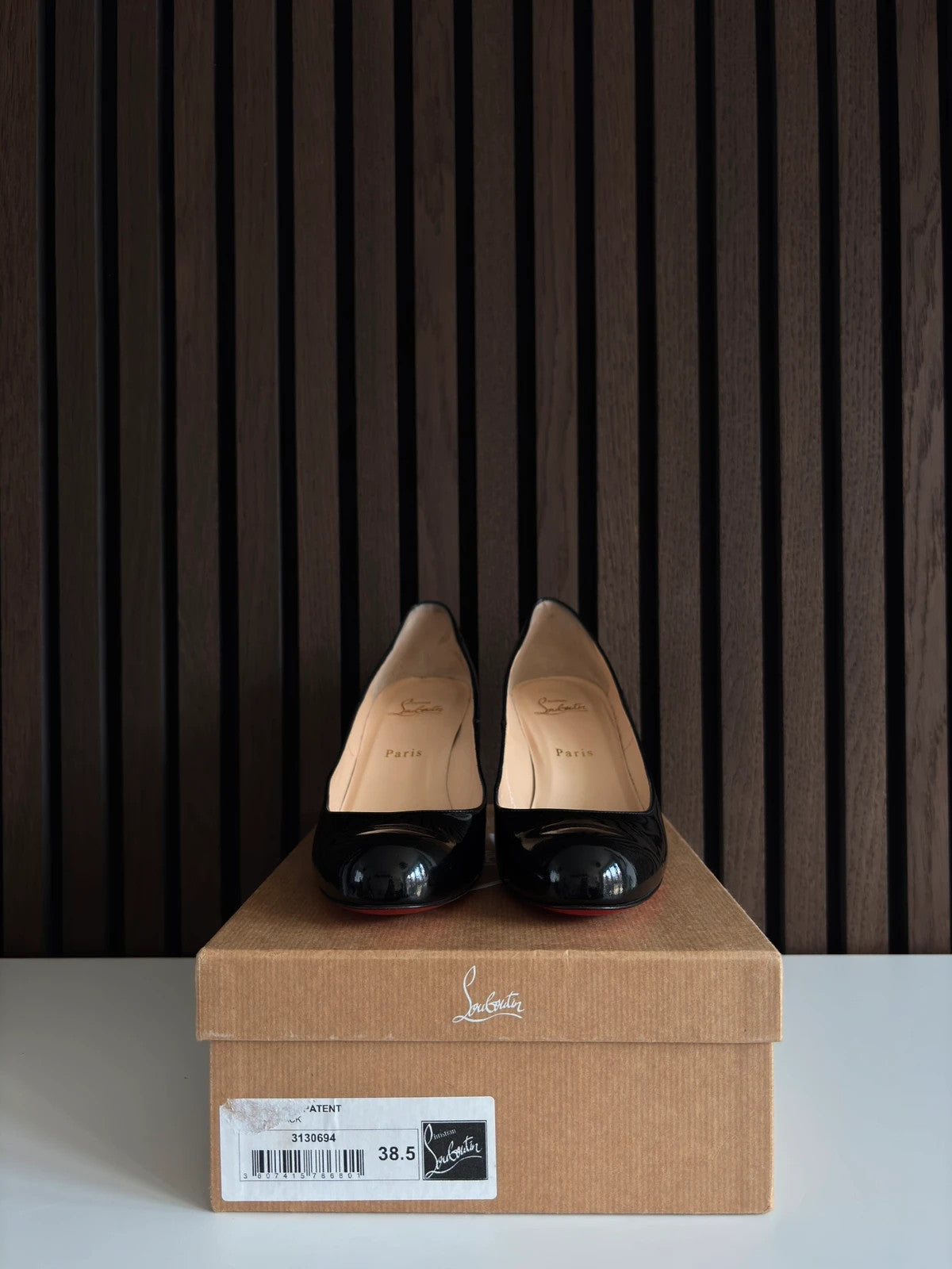 Christian Louboutin Simple Pump Red (image 3) Christian Louboutin Simple Pump 85 Red Patent Leather Heels - detail view