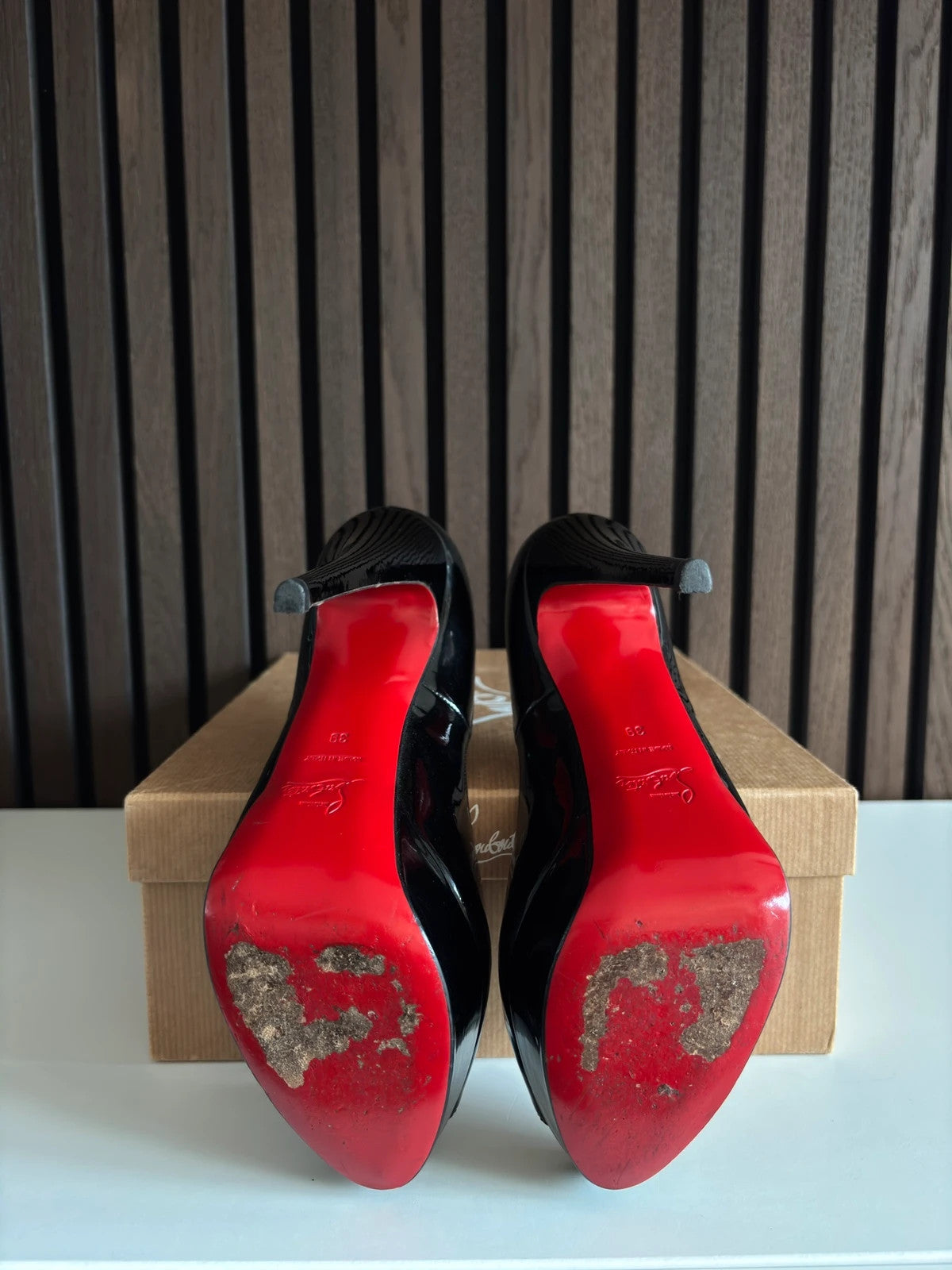 Christian Louboutin Lady Peep Red (image 6) Christian Louboutin Lady Peep 150 Red Patent Leather Heels - additional view 6