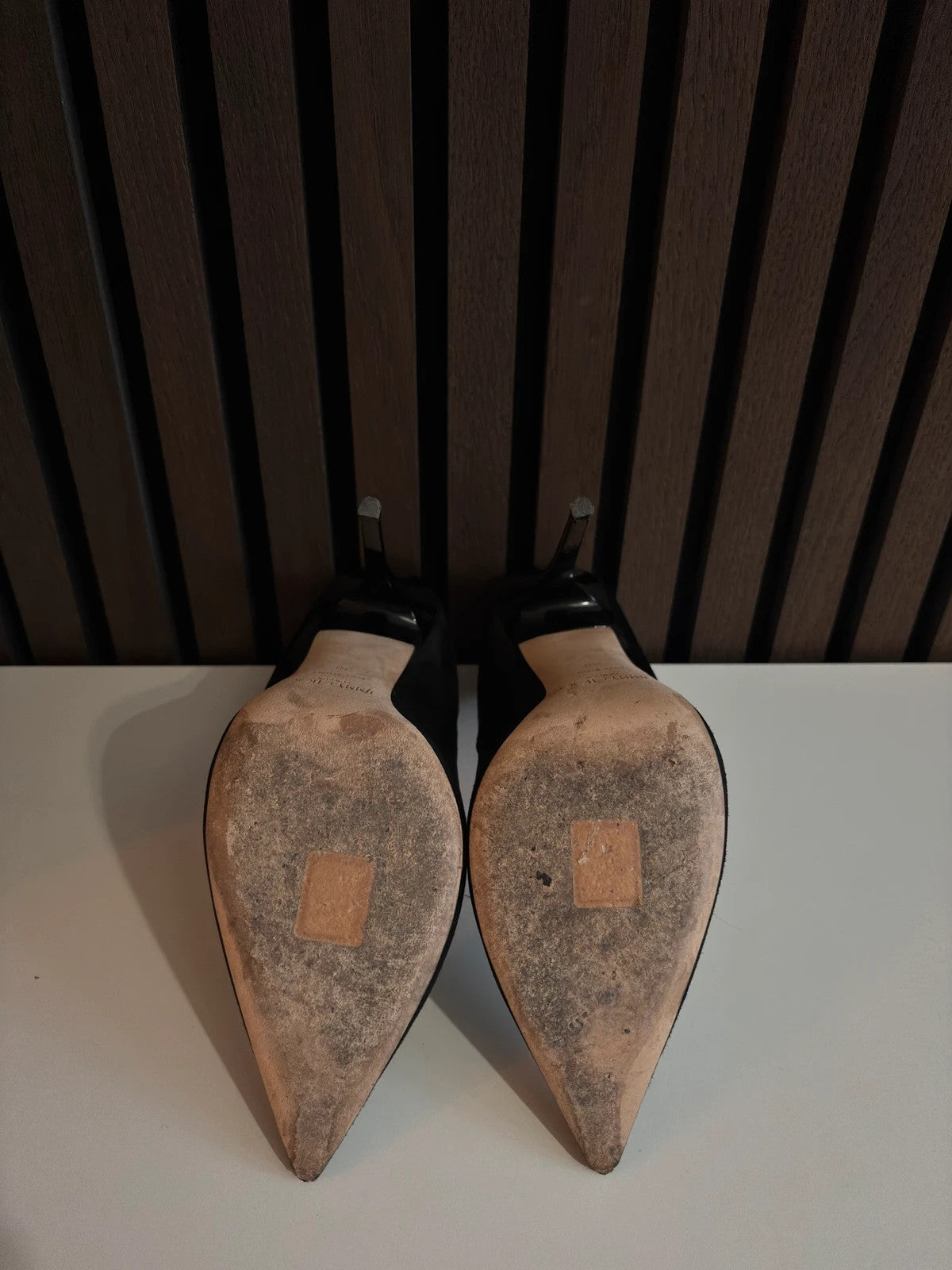 Jimmy Choo Anouk Black (image 5) Jimmy Choo Anouk 100 Black Suede Heels - heel and construction