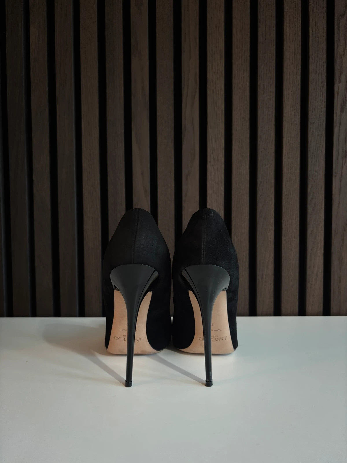 Jimmy Choo Anouk Black (image 3) Jimmy Choo Anouk 100 Black Suede Heels - detail view