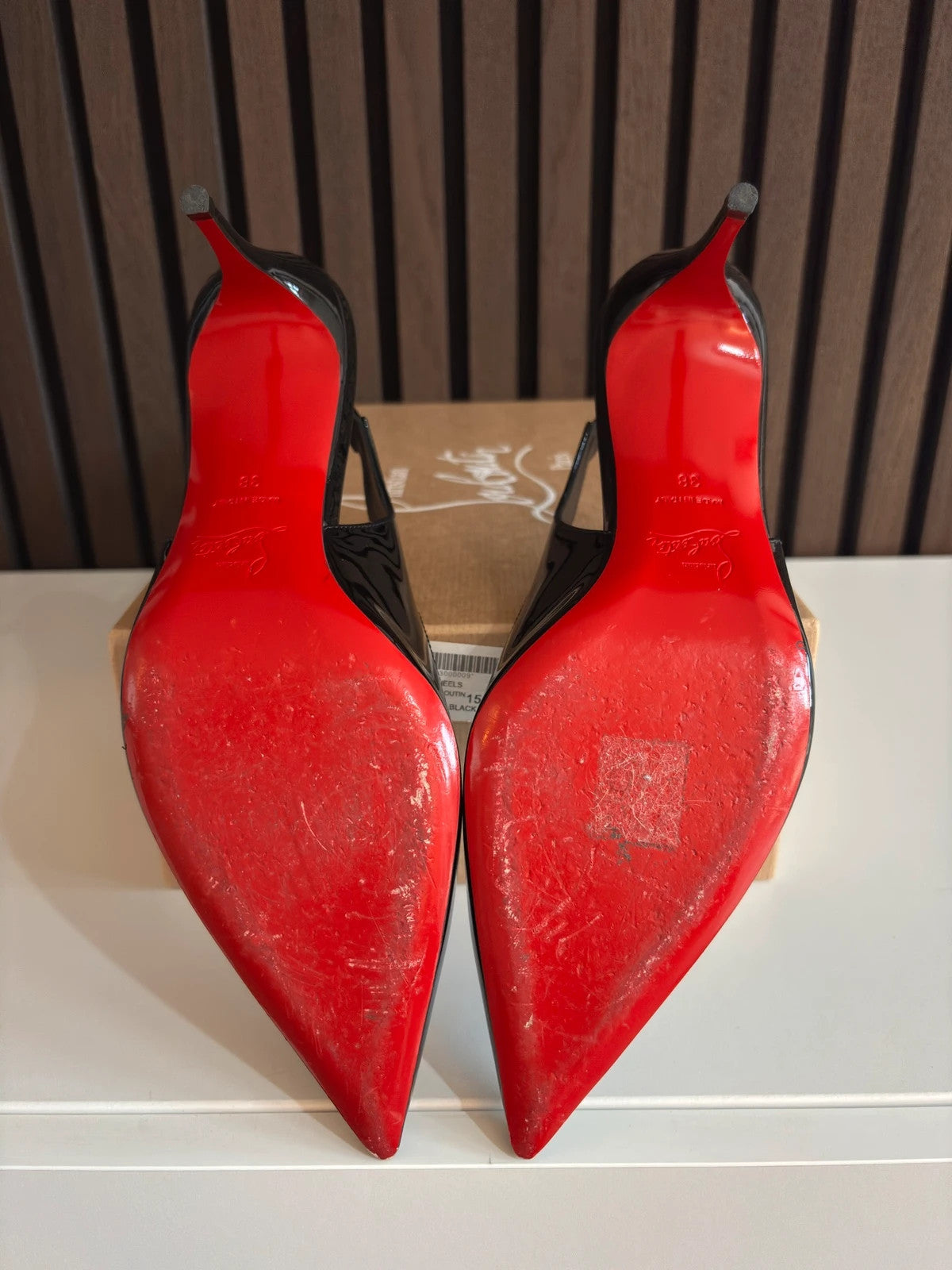 Christian Louboutin Hot Chick Black (image 7) Christian Louboutin Hot Chick 100 Black Patent Leather Heels - additional view 7