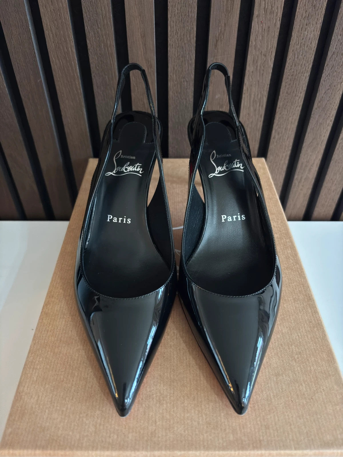 Christian Louboutin Hot Chick Black (image 5) Christian Louboutin Hot Chick 100 Black Patent Leather Heels - heel and construction