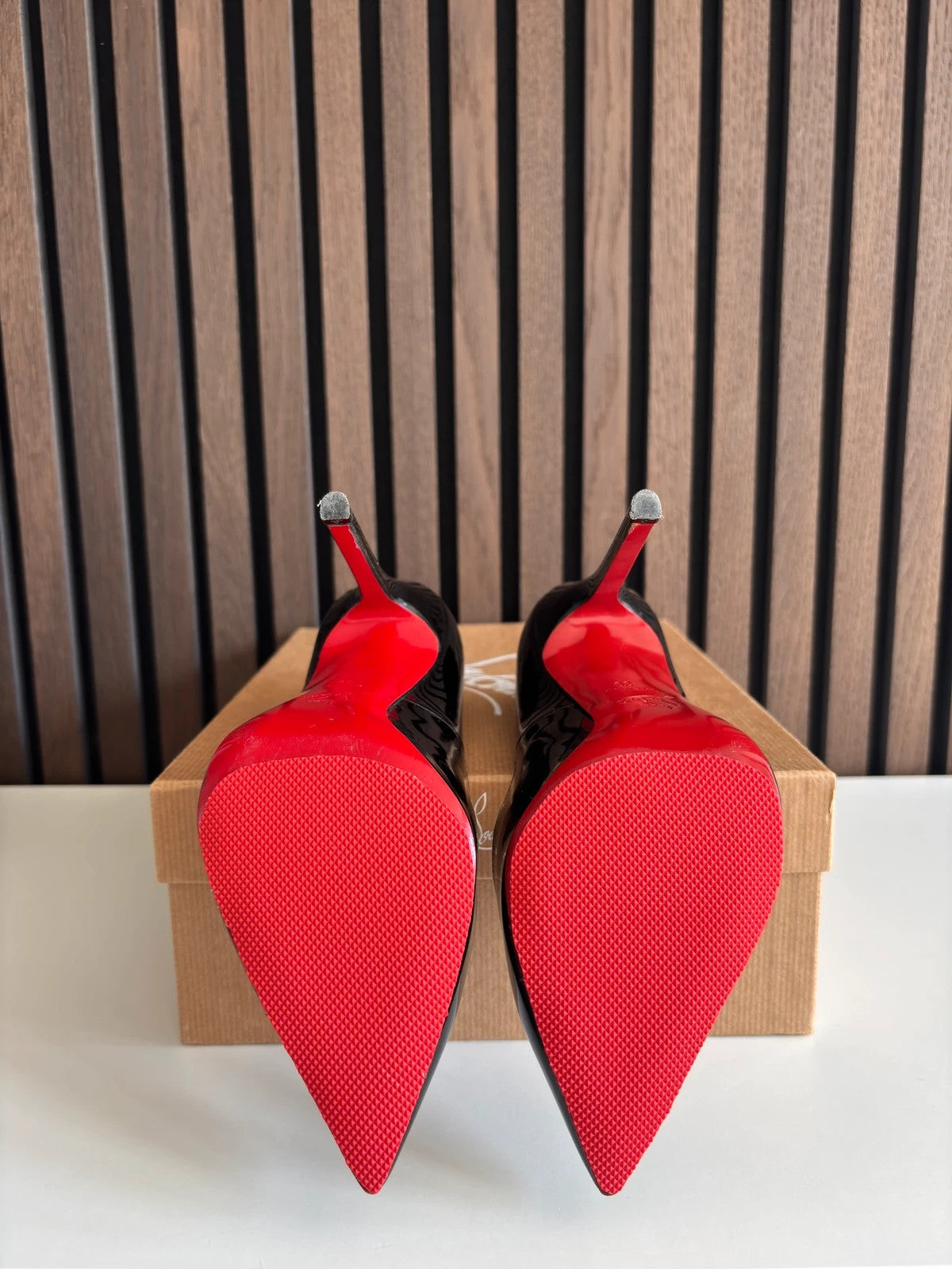 Christian Louboutin Pigalle Black (image 6) Christian Louboutin Pigalle 100 Black Patent Leather Heels - additional view 6