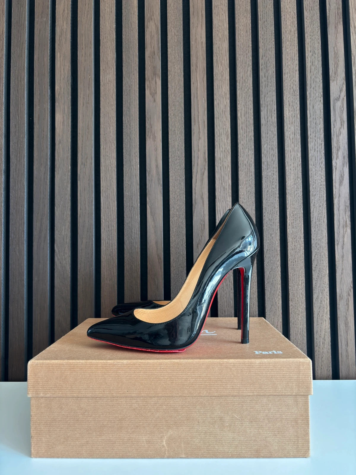 Christian Louboutin Pigalle Black (image 5) Christian Louboutin Pigalle 100 Black Patent Leather Heels - heel and construction