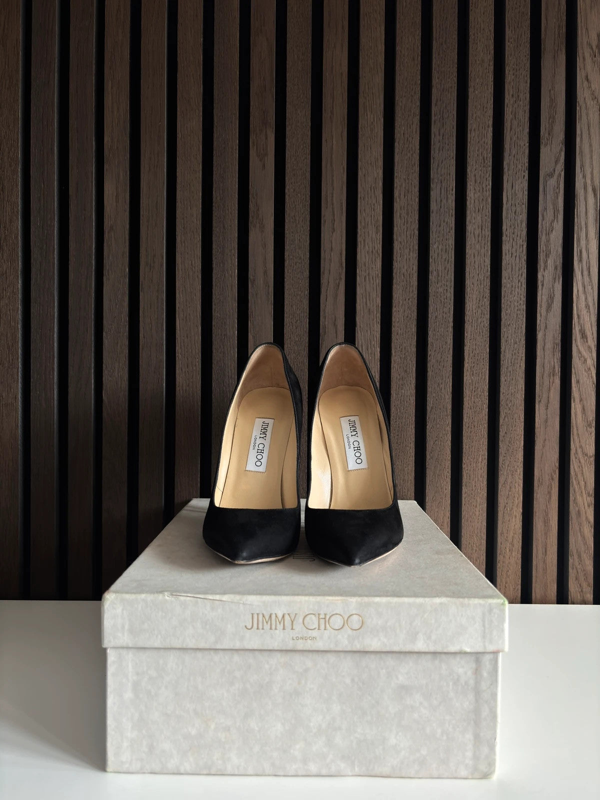Jimmy Choo Anouk Black (image 3) Jimmy Choo Anouk 120 Black Suede Pointed Heels - detail view