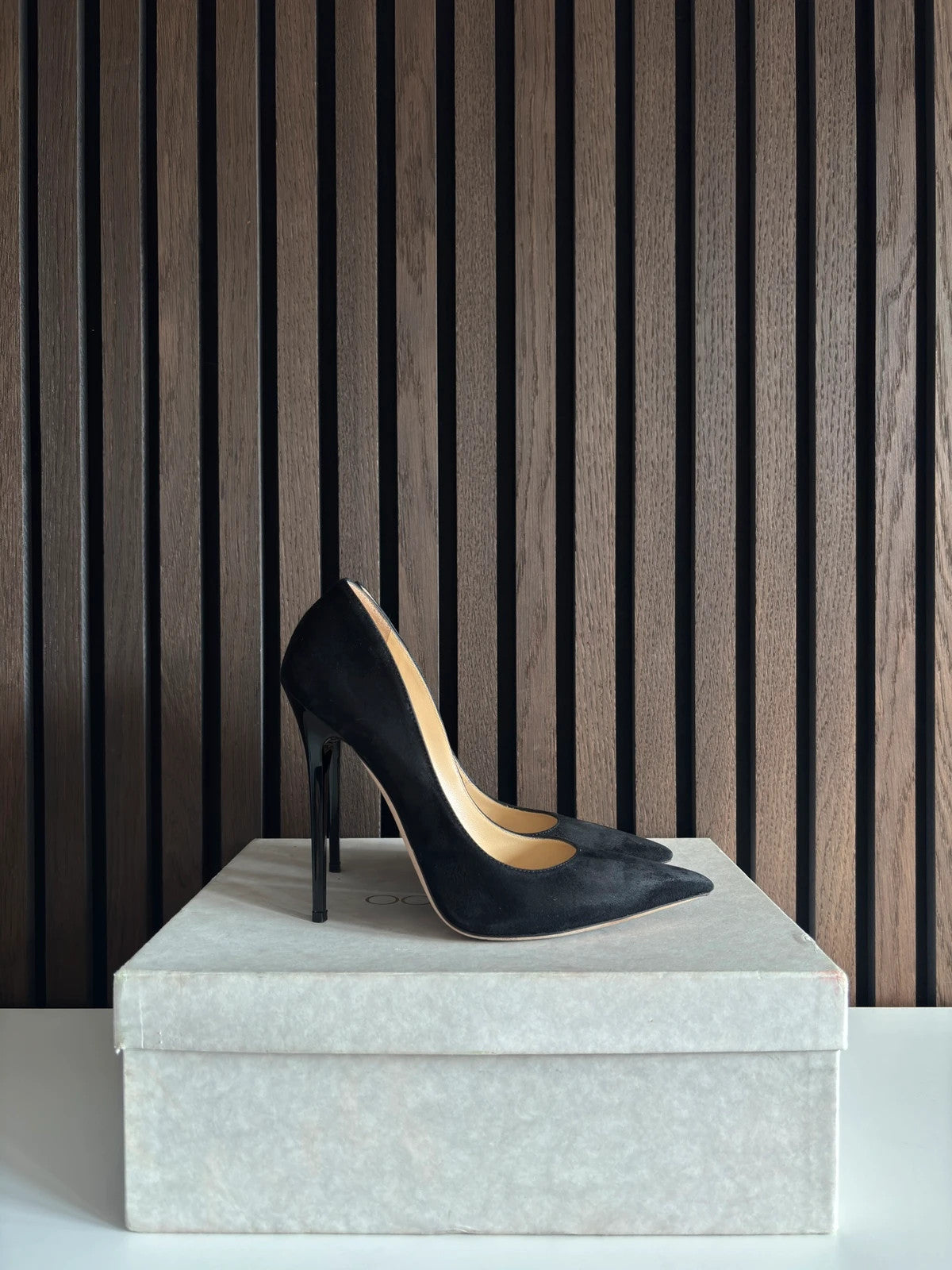 Jimmy Choo Anouk Black Jimmy Choo Anouk 120 Black Suede Pointed Heels - main product view