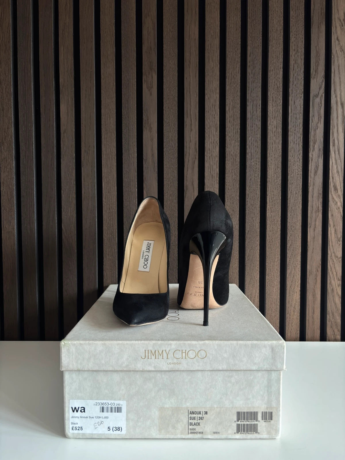 Jimmy Choo Anouk Black (image 2) Jimmy Choo Anouk 120 Black Suede Pointed Heels - alternate angle