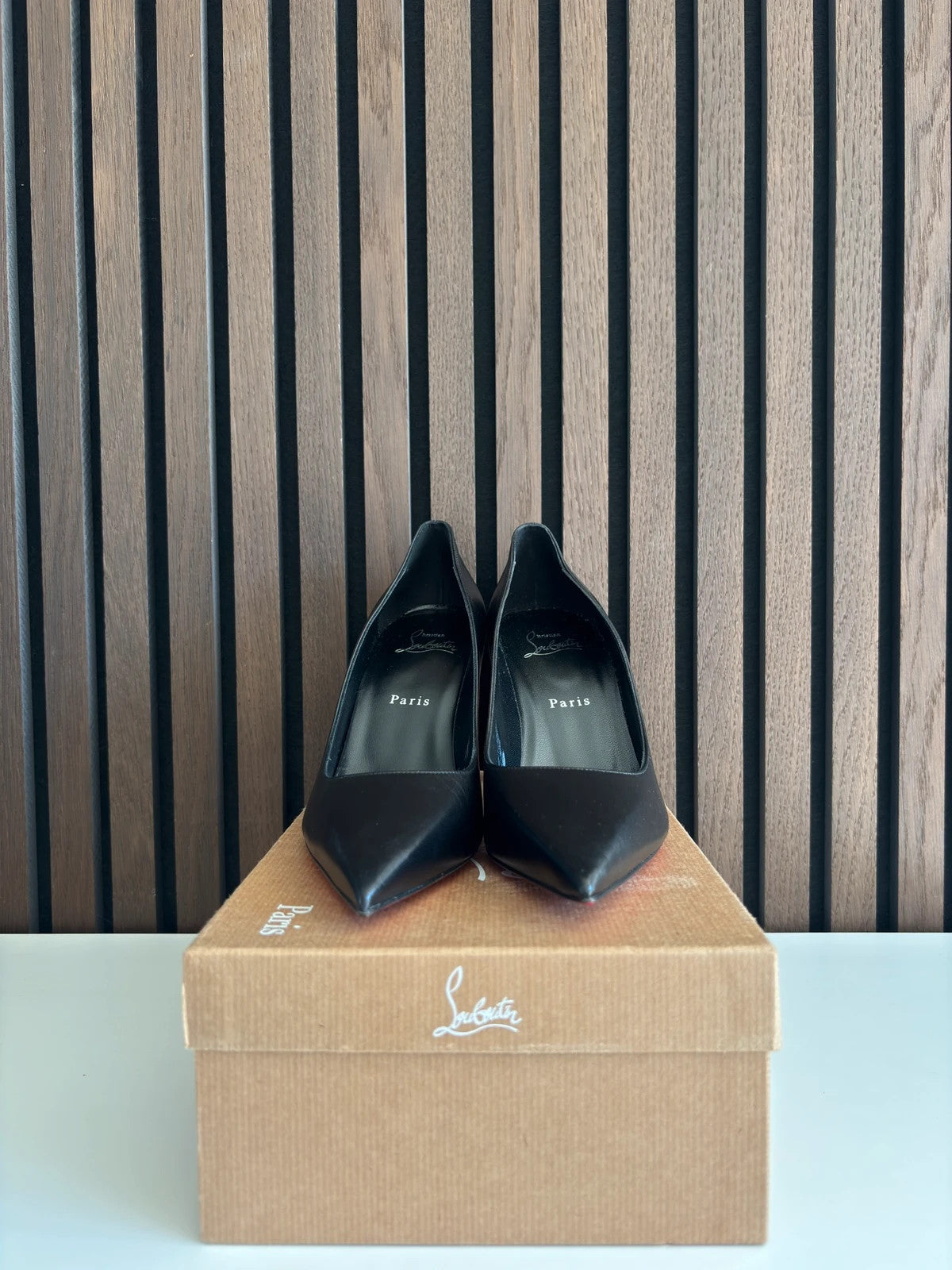Christian Louboutin Condora Black (image 3) Christian Louboutin Condora 85 Black Leather Heels - detail view