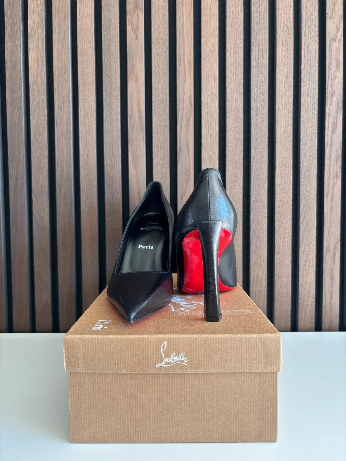 Christian Louboutin Condora Black (image 2) Christian Louboutin Condora 85 Black Leather Heels - alternate angle