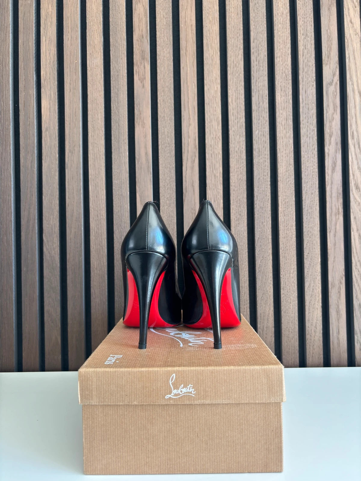Christian Louboutin Décolleté Calf Black (image 4) Christian Louboutin Décolleté Calf Black Leather Heels - red sole detail