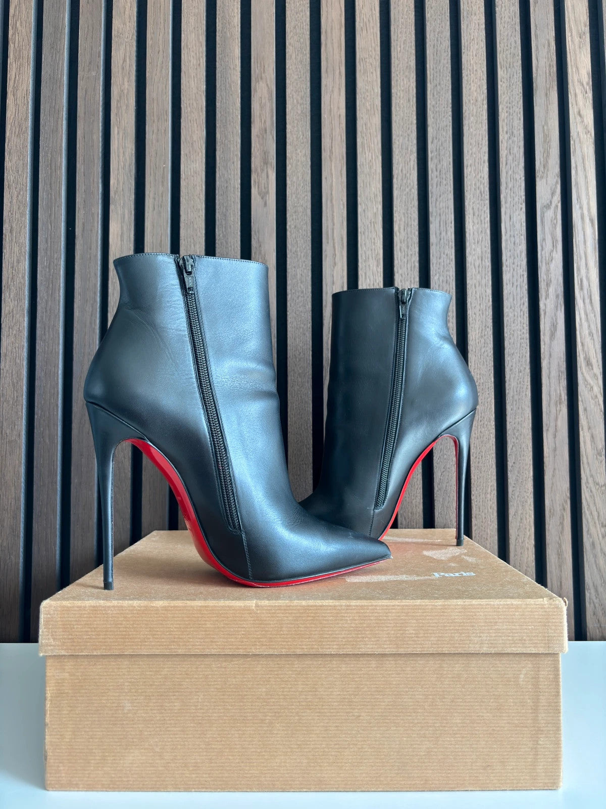 Christian Louboutin So Kate Black (image 6) Christian Louboutin So Kate 120 Black Leather Ankle Boots - additional view 6