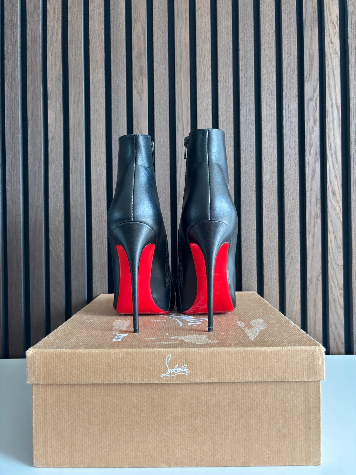 Christian Louboutin So Kate Black (image 3) Christian Louboutin So Kate 120 Black Leather Ankle Boots - detail view