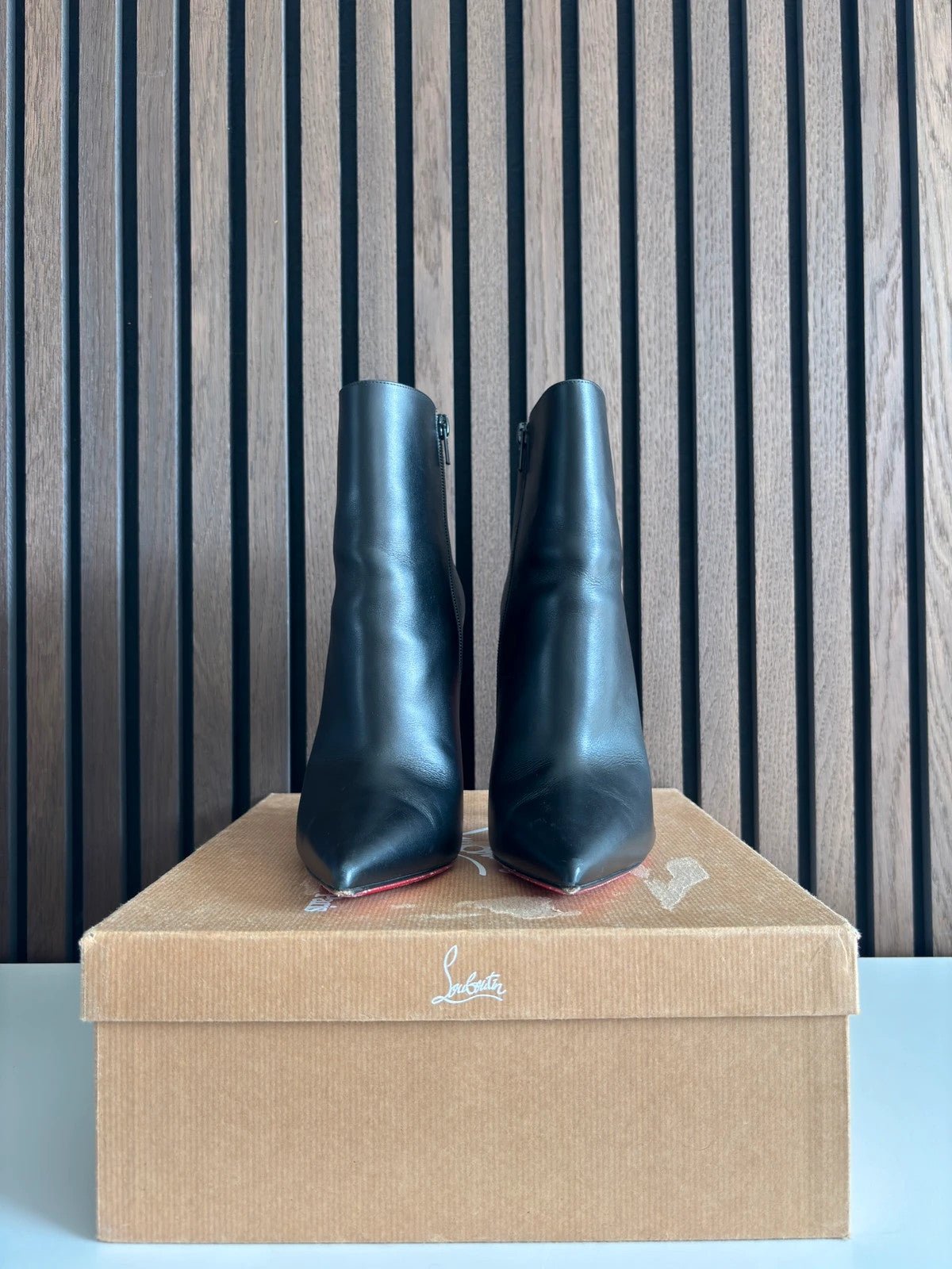 Christian Louboutin So Kate Black (image 5) Christian Louboutin So Kate 120 Black Leather Ankle Boots - heel and construction