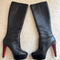 Christian Louboutin Bibbi Botta Black Leather Knee-High Boots