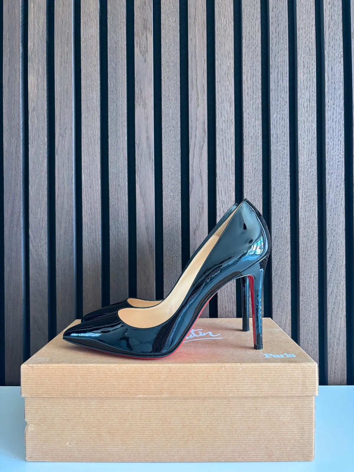Christian Louboutin Pigalle Black Christian Louboutin Pigalle 100 Black Patent Leather Heels - main product view