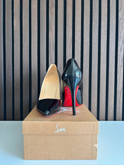 Christian Louboutin Pigalle 100 Black Patent Leather Heels