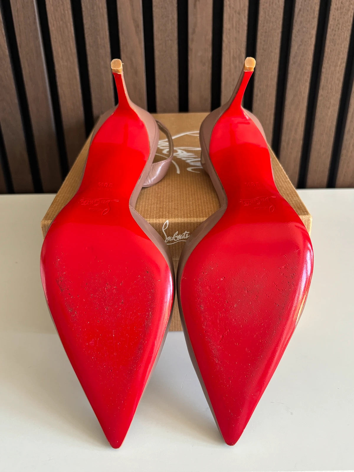 Christian Louboutin Ever Nude (image 6) Christian Louboutin Ever 85 Nude Leather Heels - additional view 6