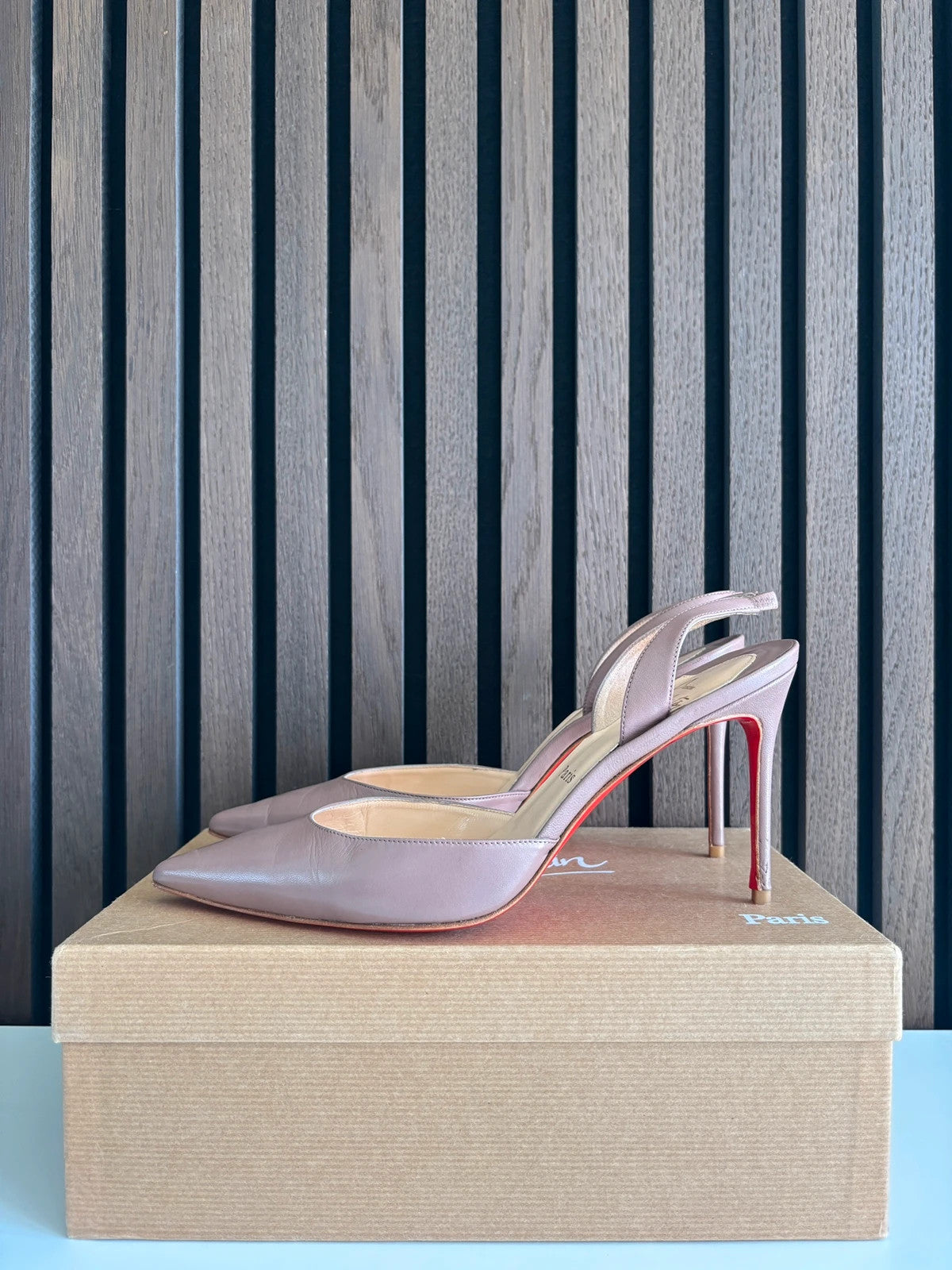 Christian Louboutin Ever Nude (image 5) Christian Louboutin Ever 85 Nude Leather Heels - heel and construction