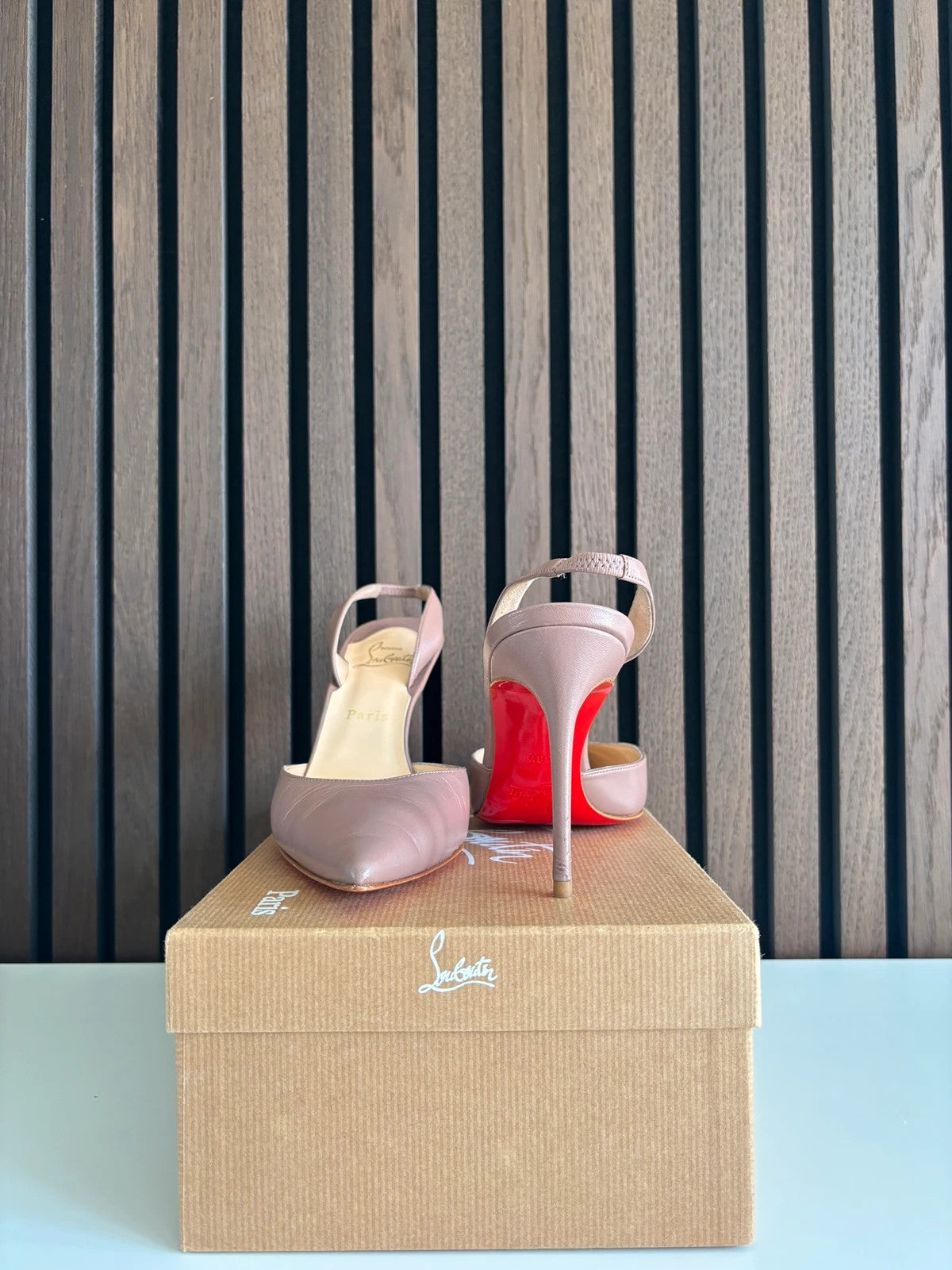 Christian Louboutin Ever Nude (image 2) Christian Louboutin Ever 85 Nude Leather Heels - alternate angle