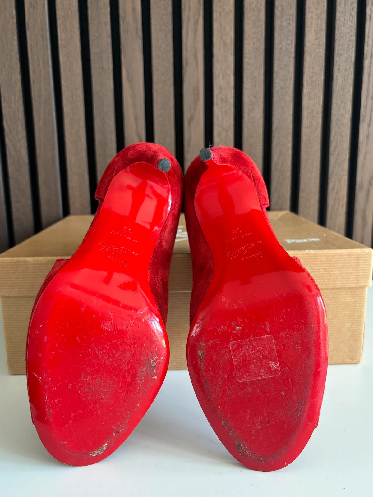 Christian Louboutin Seouver Red (image 6) Christian Louboutin Seouver 100 Red Leather Ankle Boots - additional view 6