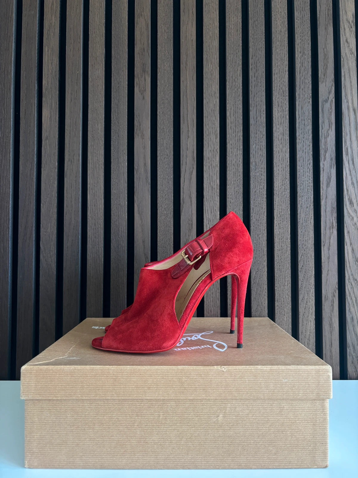 Christian Louboutin Seouver Red Christian Louboutin Seouver 100 Red Leather Ankle Boots - main product view