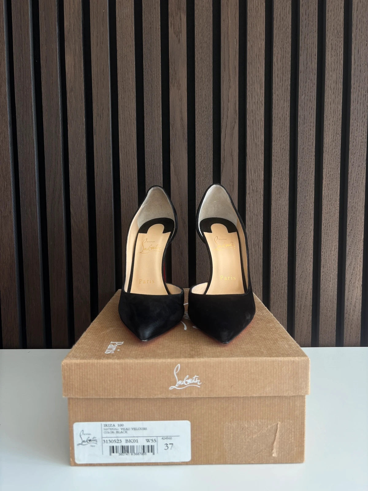 Christian Louboutin Iriza Black (image 6) Christian Louboutin Iriza 100 Black Veau Velour Suede Heels - additional view 6