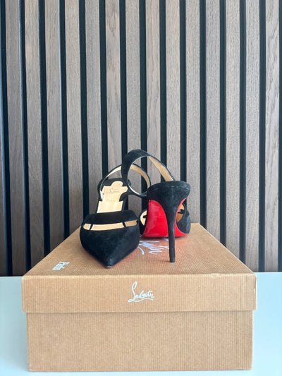 Christian Louboutin Actina 85 Black Suede Heels