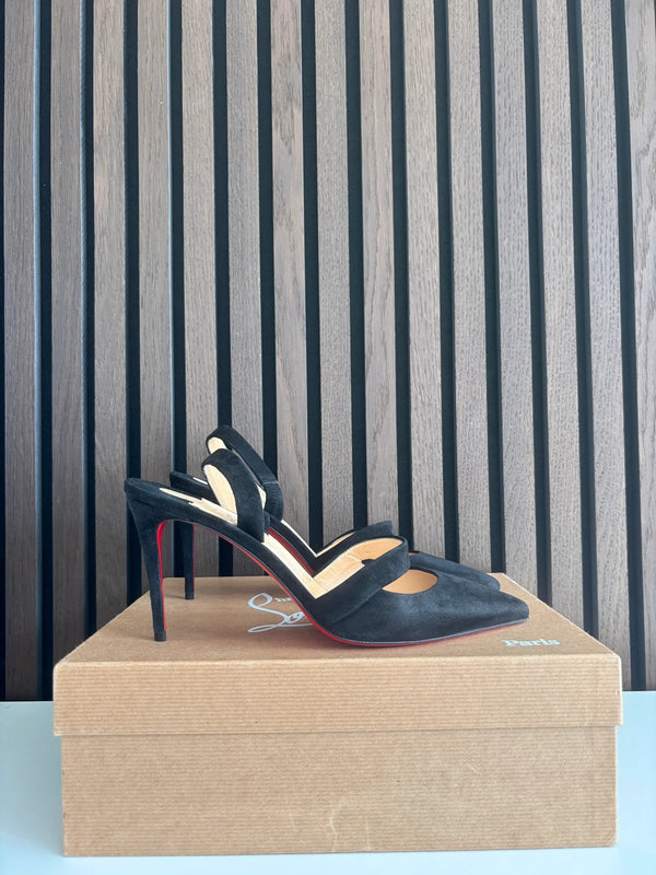 Christian Louboutin Actina 85 Black Suede Heels