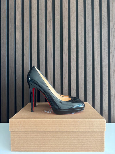 Christian Louboutin Simple Pump 85 Black Patent Leather Heels