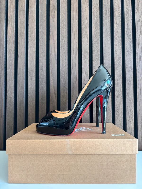 Christian Louboutin Very Prive 120 Black Patent Leather Heels