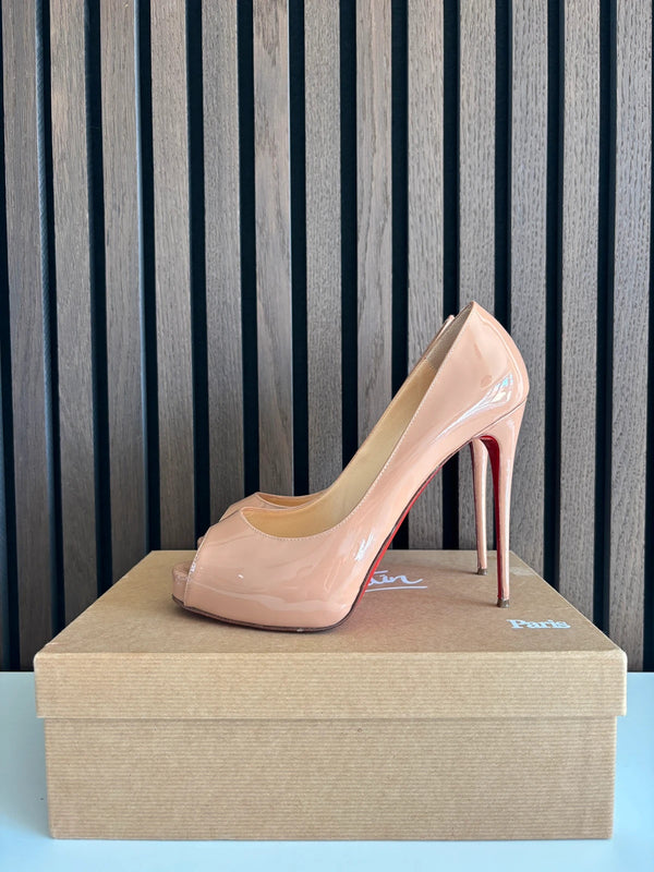 Christian Louboutin Very Prive 120 Nude Patent Leather Heels