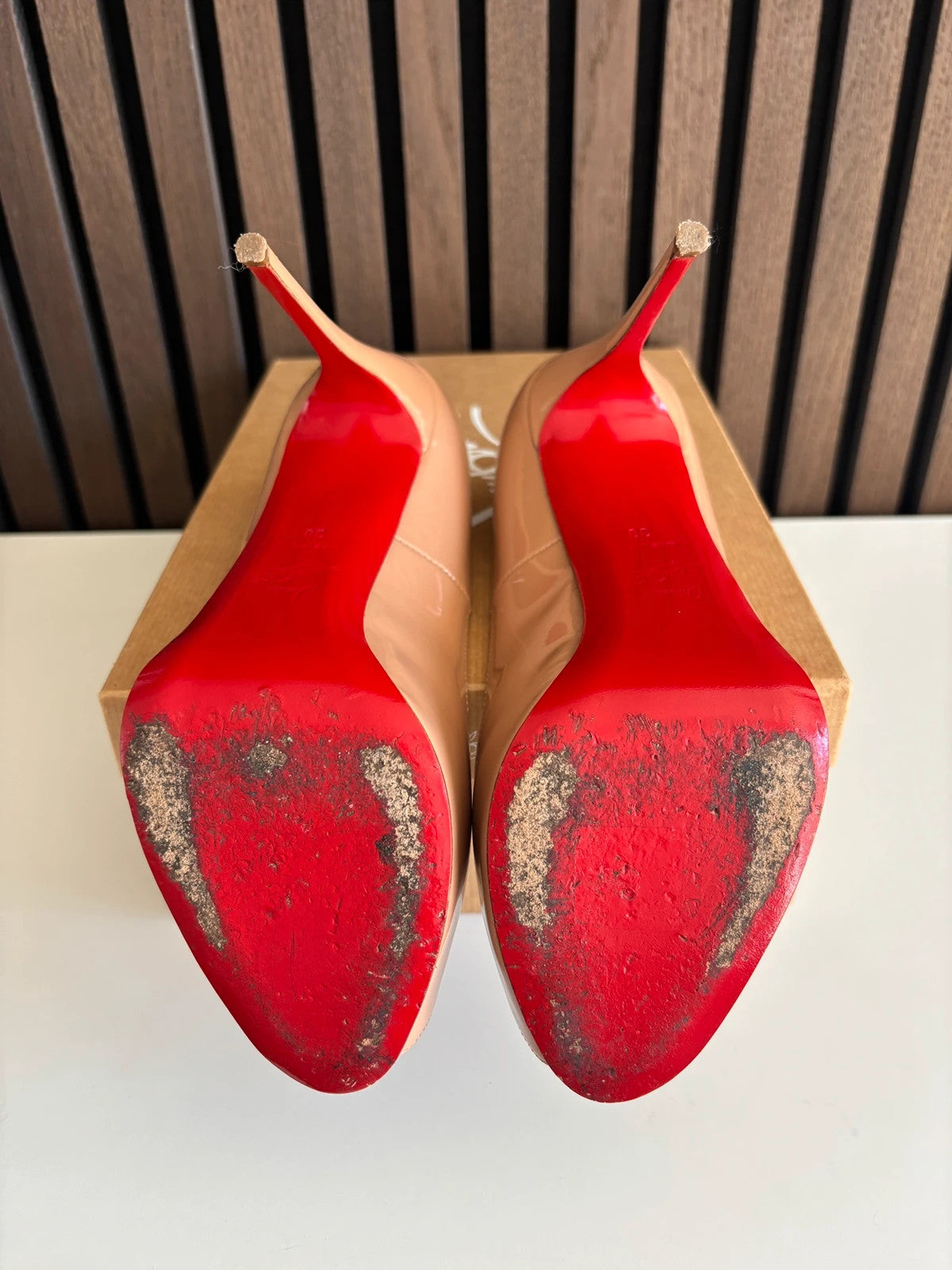 Christian Louboutin Very Prive Nude (image 6) Christian Louboutin Very Prive 120 Nude Patent Leather Heels - additional view 6
