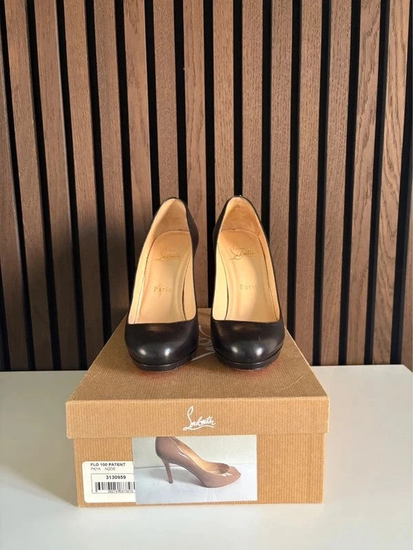 Christian Louboutin Fifi Black (image 2) Christian Louboutin Fifi 100 Black Leather Heels - alternate angle