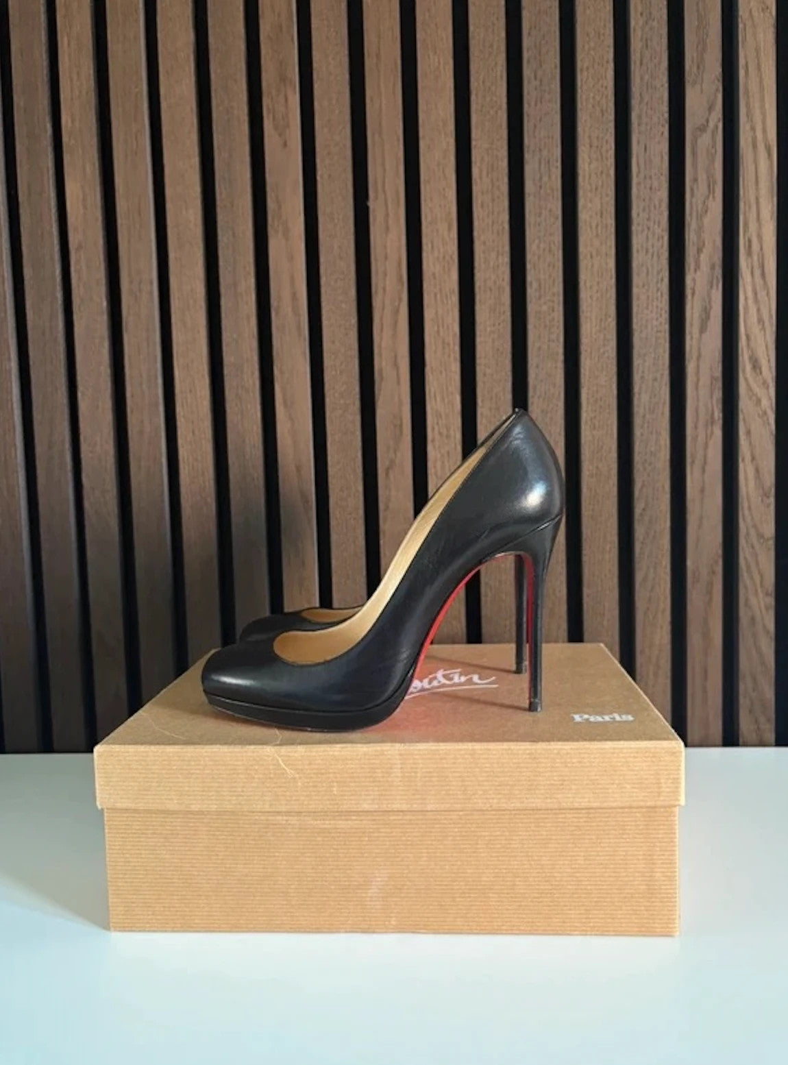 Christian Louboutin Fifi Black Christian Louboutin Fifi 100 Black Leather Heels - main product view