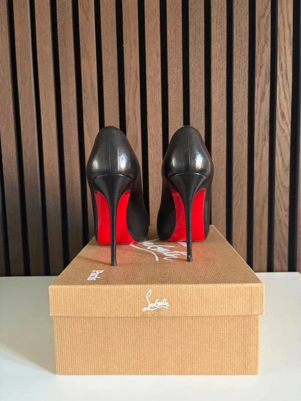 Christian Louboutin Fifi Black (image 4) Christian Louboutin Fifi 100 Black Leather Heels - red sole detail
