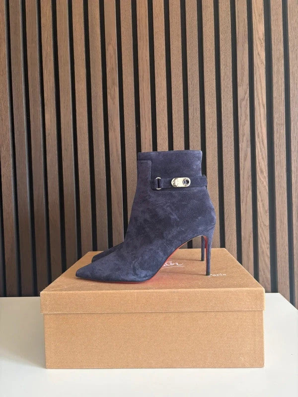 Christian Louboutin Lock So Kate Booty 85 Suede Ink Ankle Boots