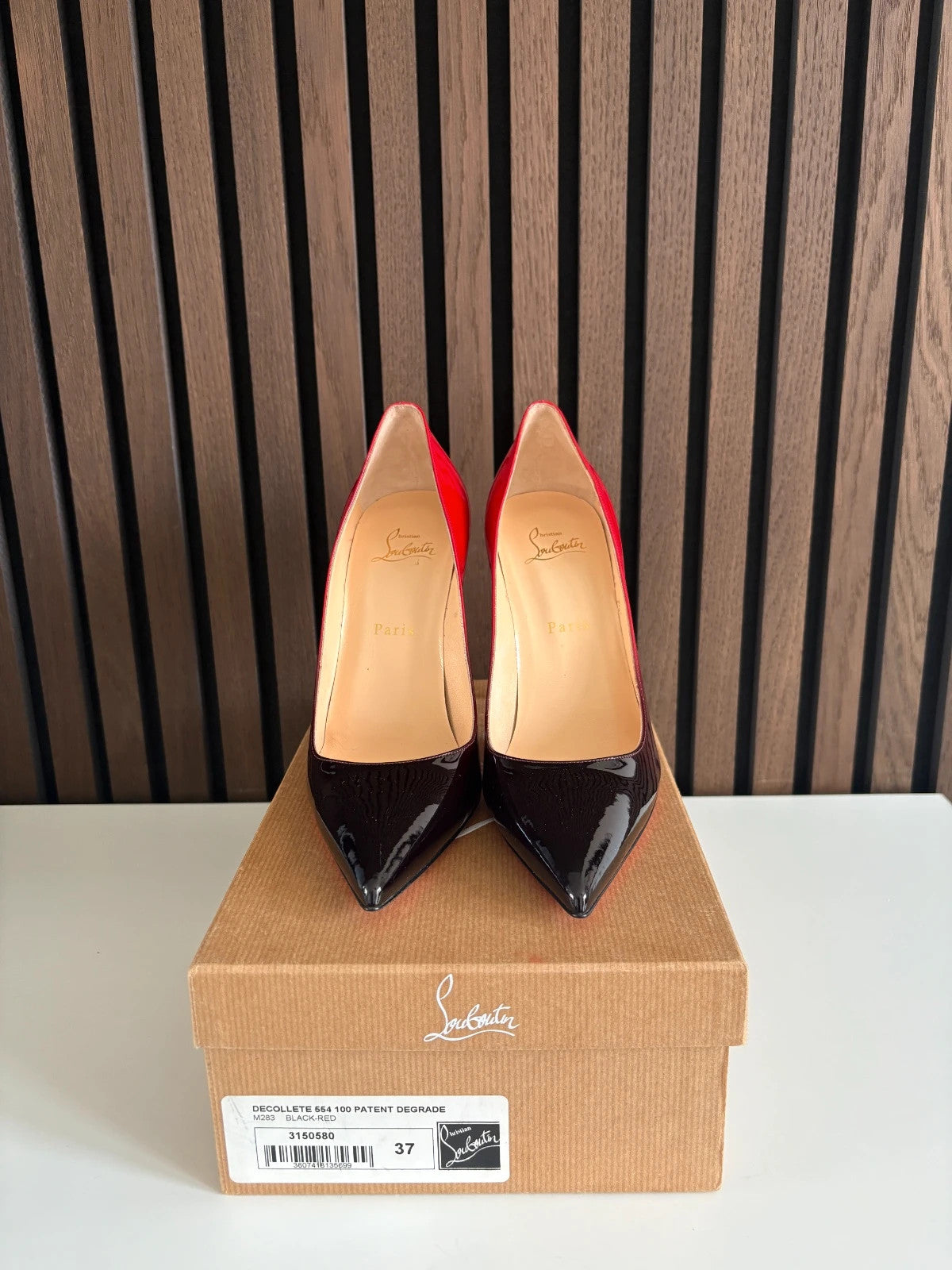 Christian Louboutin Degrade Kate Red (image 2) Christian Louboutin Degrade Kate 100 Patent Leather Heels - alternate angle