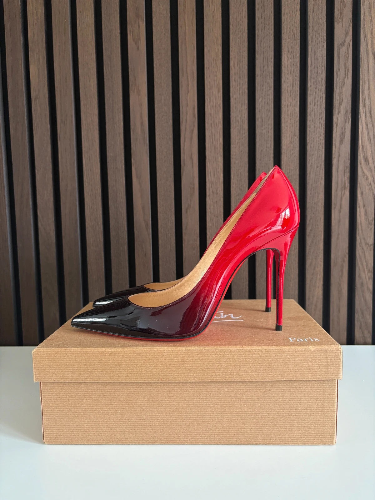Christian Louboutin Degrade Kate Red Christian Louboutin Degrade Kate 100 Patent Leather Heels - main product view