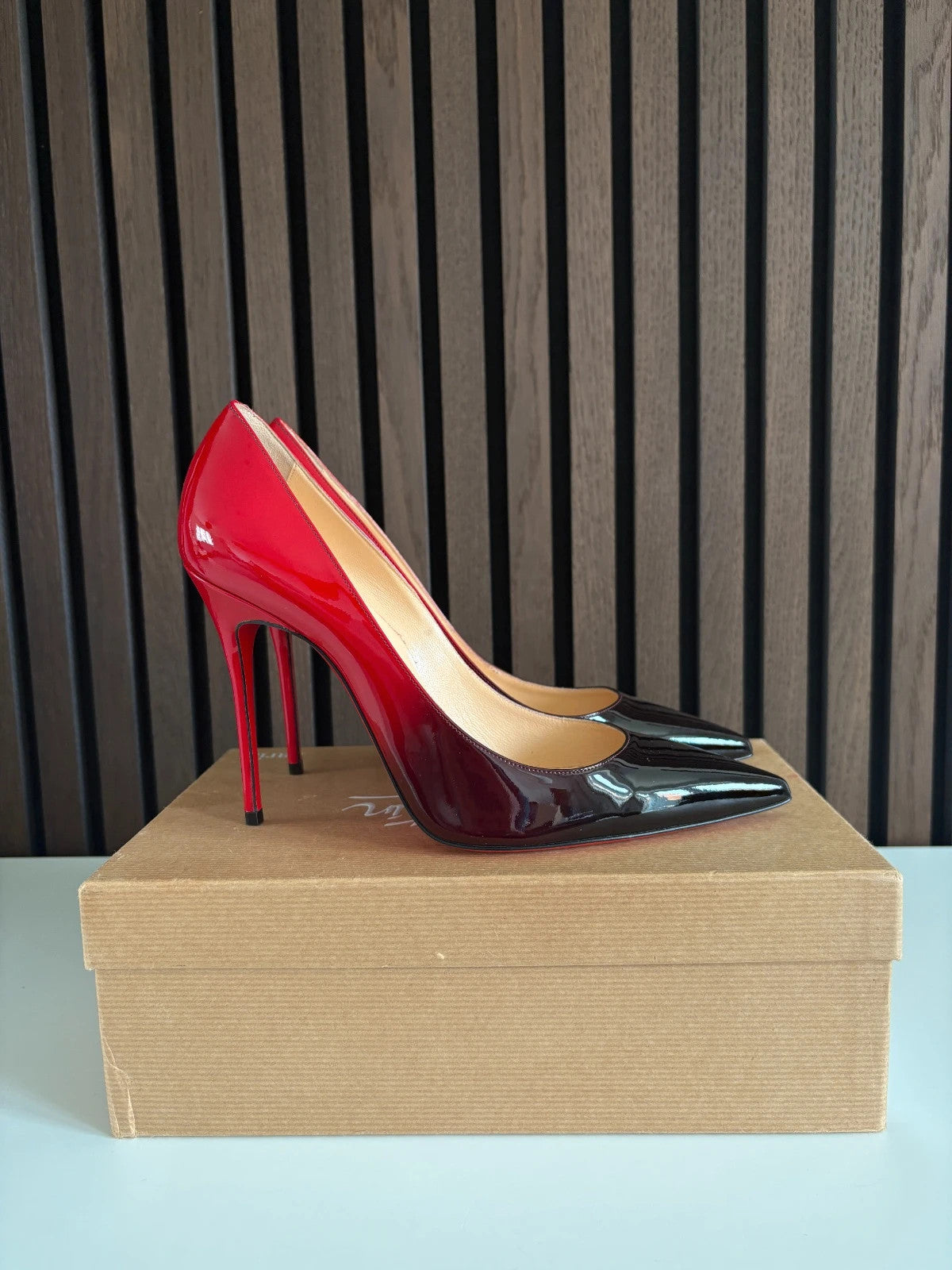 Christian Louboutin Degrade Kate Red (image 3) Christian Louboutin Degrade Kate 100 Patent Leather Heels - detail view